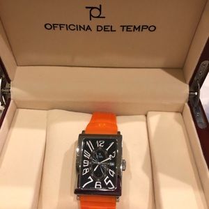 Officina Del Tempo orange rubber band watch